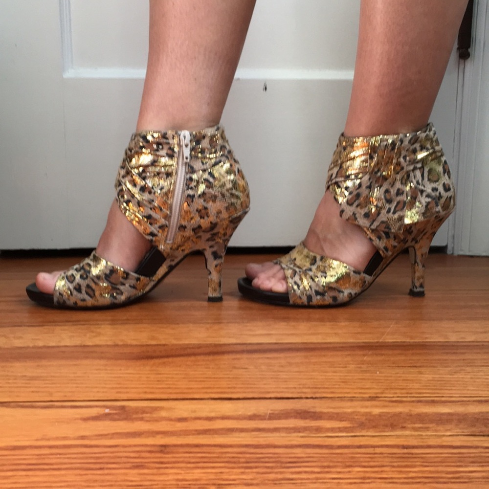 Irregular Choice 'Eclipse' gold leopard heels